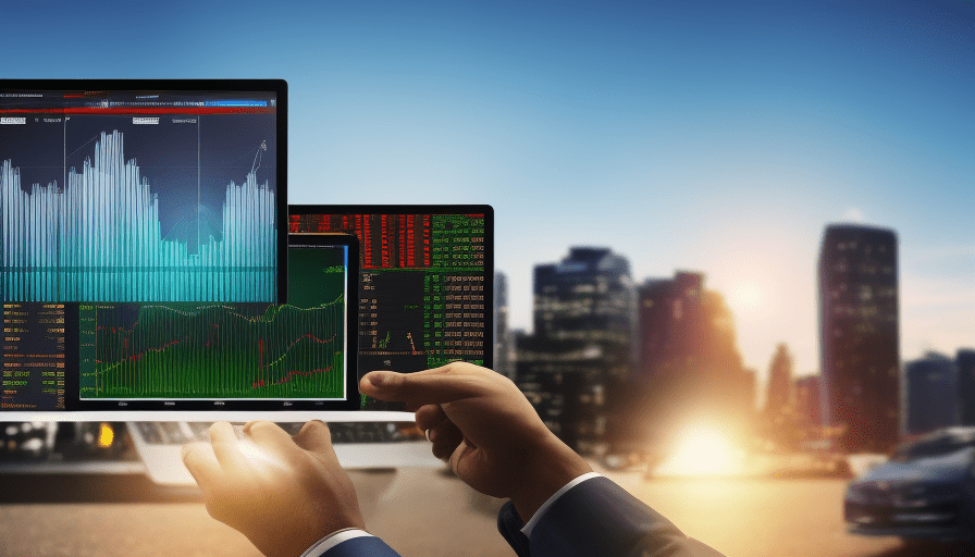 An image showcasing the dynamic world of Forex trading: two hands exchanging currencies, surrounded by charts and graphs displaying the most traded Forex pairs
