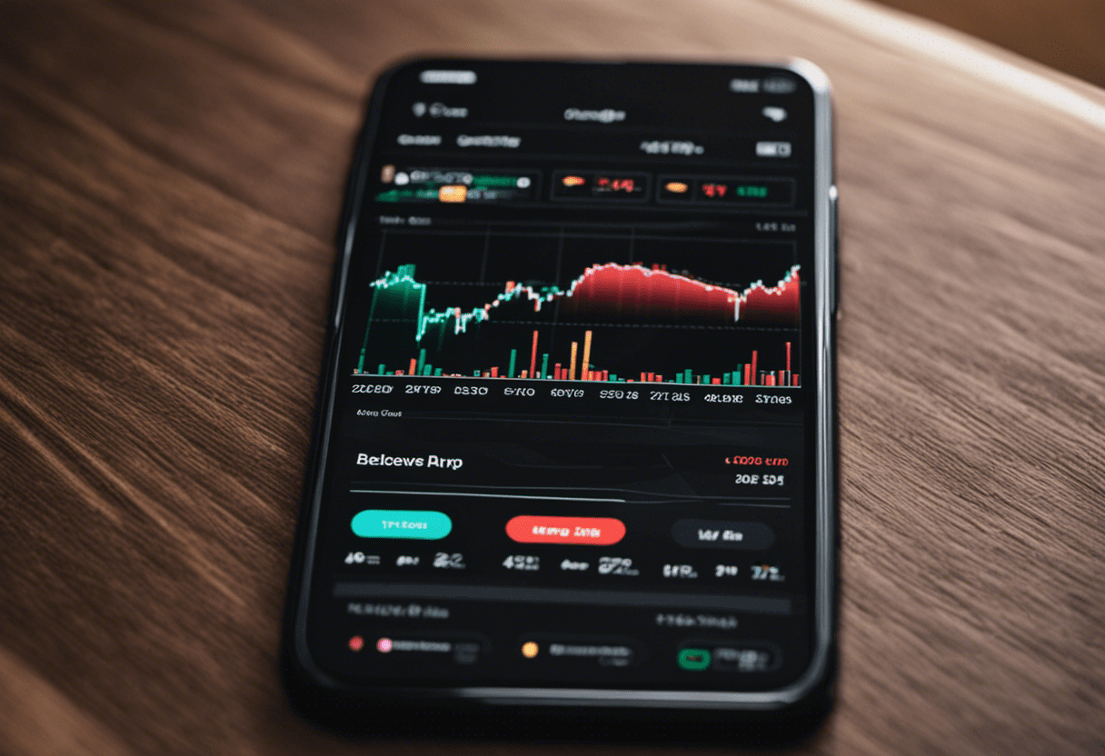 An image showcasing a smartphone screen displaying a sleek copy trading app interface